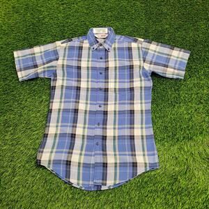 Vintage 90s Plaid Button Shirt Small 20x30 Baggy Shirttail